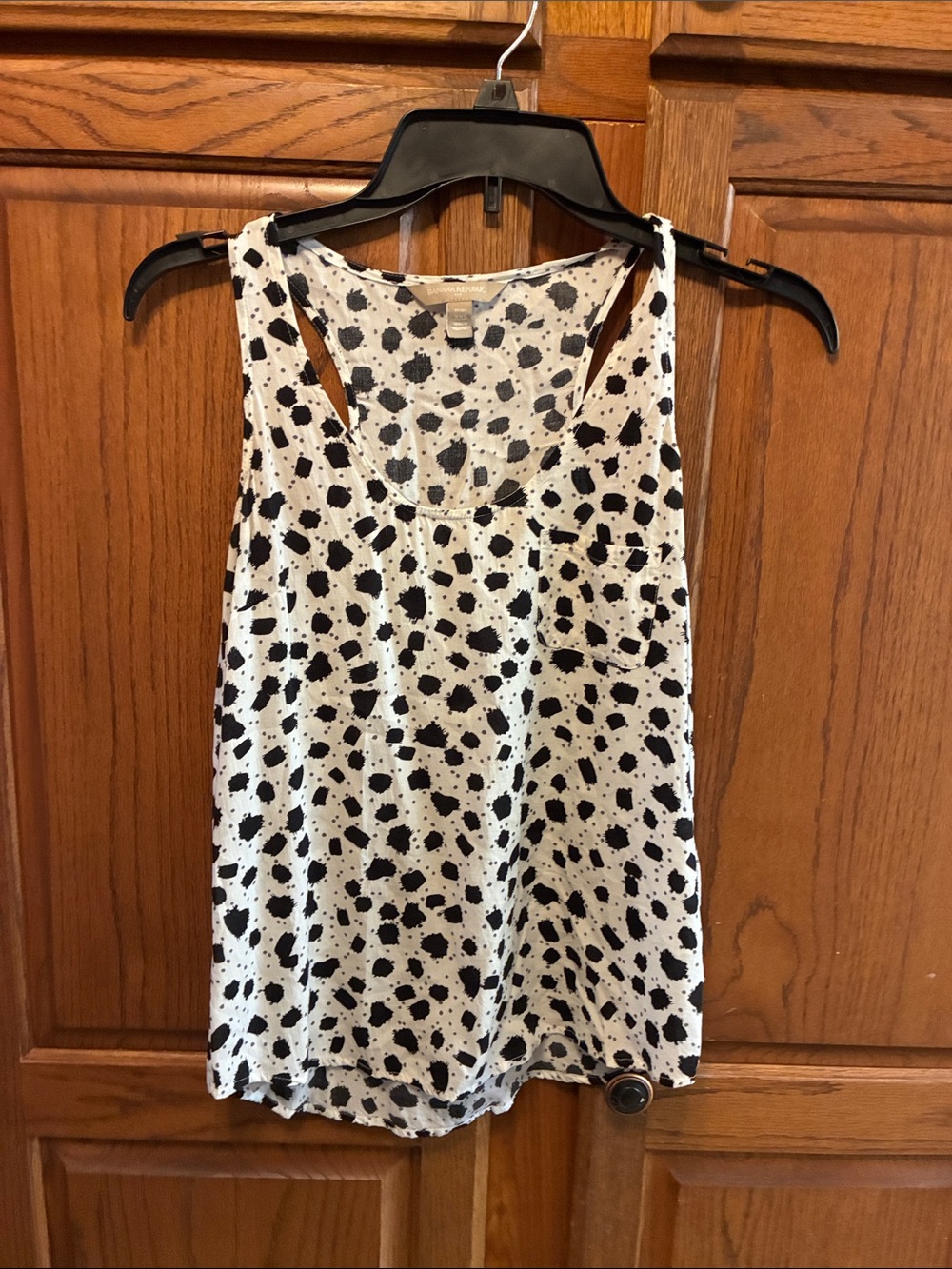 Banana Republic Black and White Spotted Racerback Tank size XXS